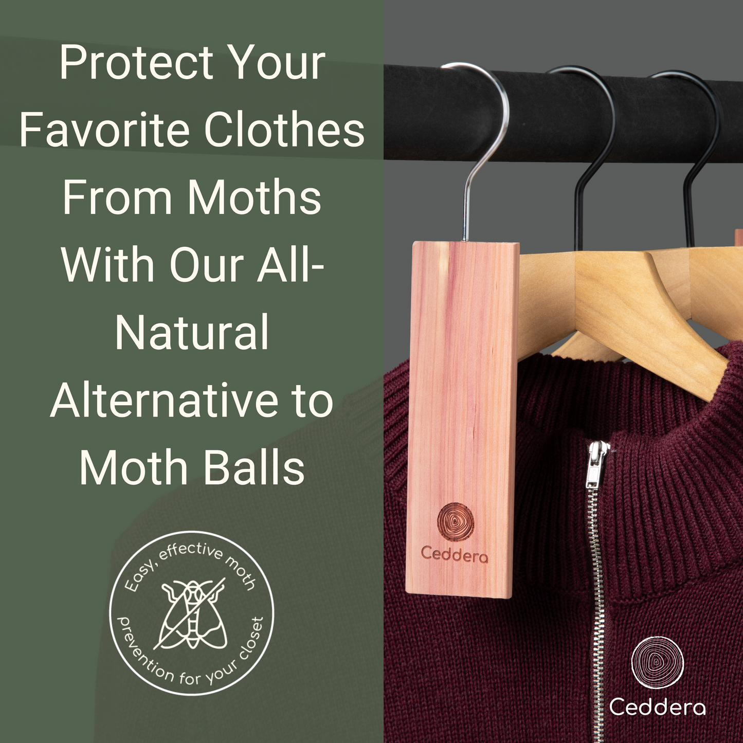 Cedar Hang Ups 14 Pack | Natural Cedar Blocks for Clothes Storage | Eco Friendly Cedarwood for Closets | Moth Ball Alternative