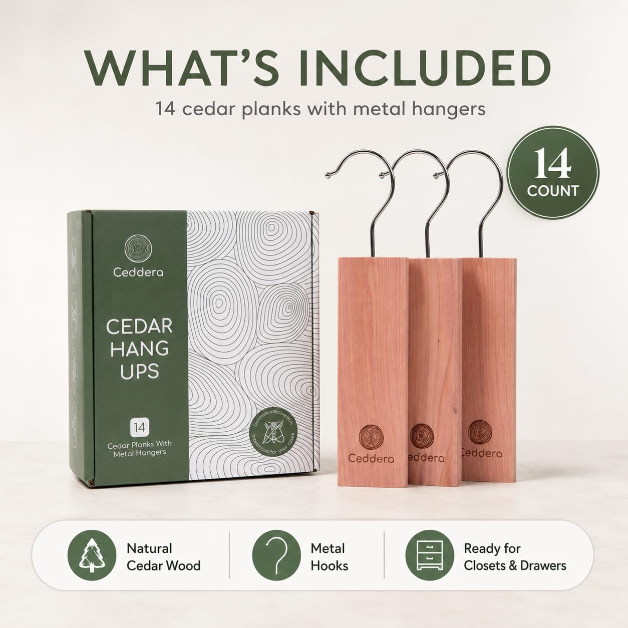 Cedar Hang Ups 14 Pack - detail