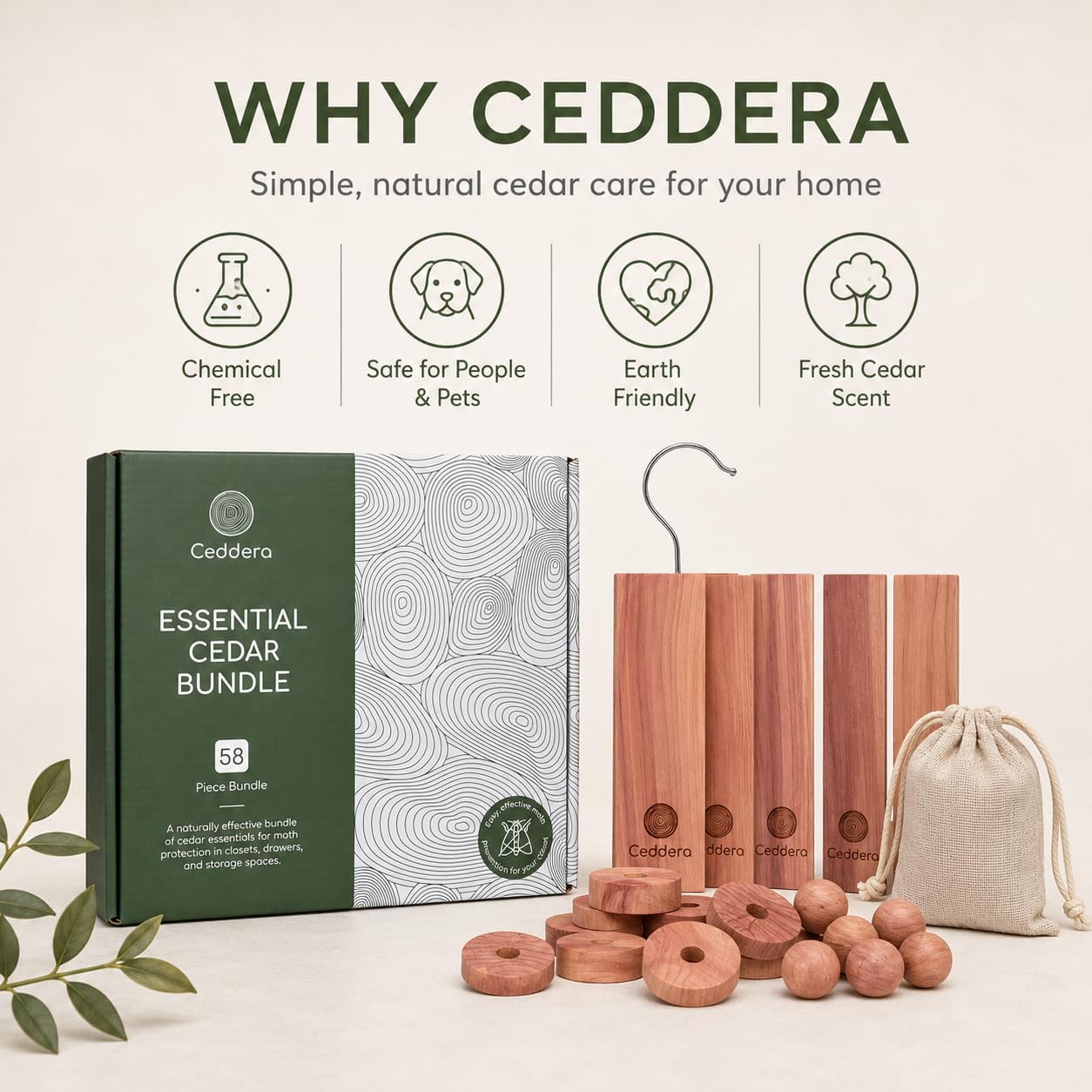 Ceddera Essential Cedar Bundle - hang ups, rings, balls and sachets