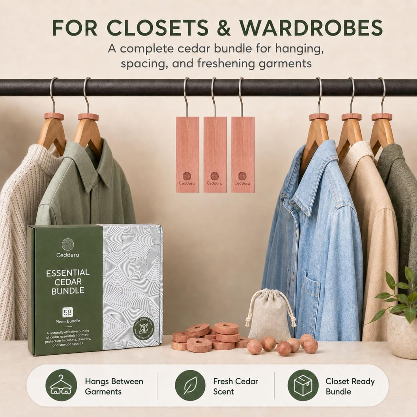 Ceddera Essential Cedar Bundle - closet use